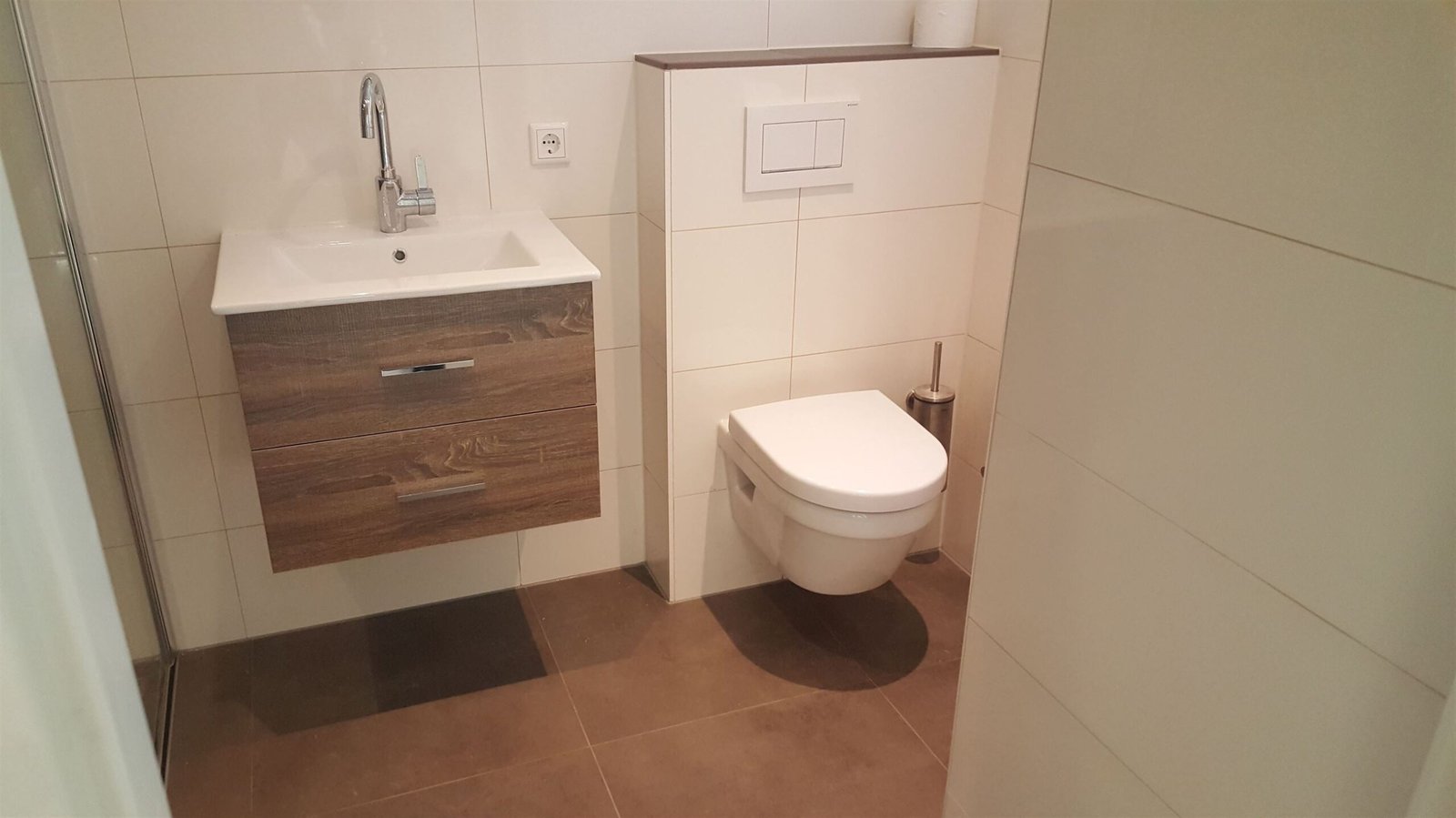 Houten wastafel met Grohe toilet